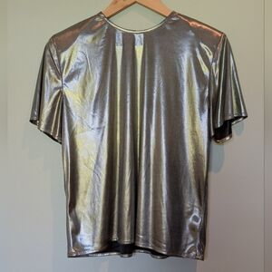 Dina Ariel 80's Metallic Short Sleeve Top